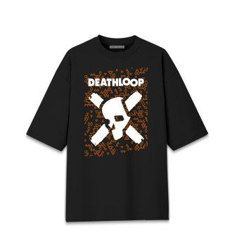 Женская Хлопковая футболка оверсайз Deathloop - Skull - Triangles