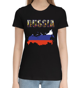 Женская Хлопковая футболка RUSSIA