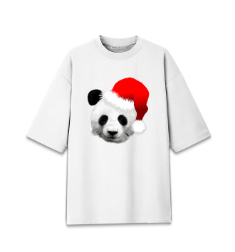 Мужская Хлопковая футболка оверсайз Новогодний Панда
