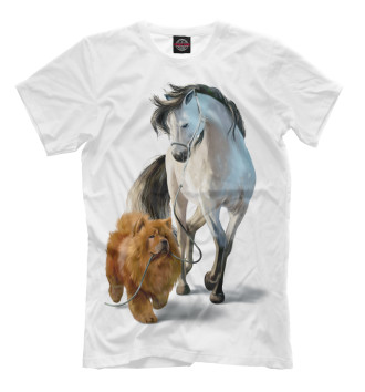 Футболка Чау-чау и белый конь