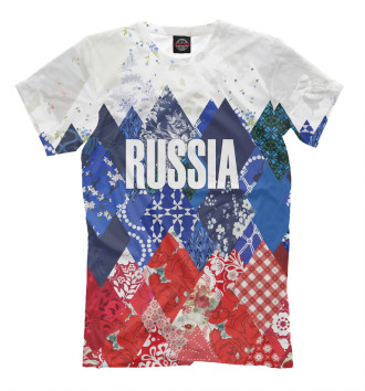 Мужская Футболка Орнамент – флаг России