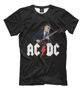 Мужская Футболка AC/DC & гитарист Ангус  Янг