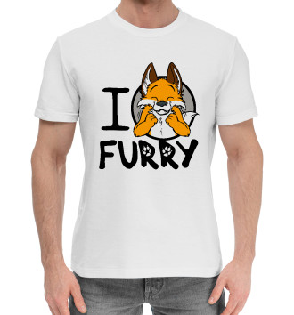 Мужская Хлопковая футболка I love furry?