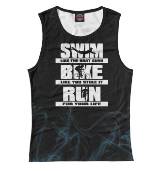 Женская Майка Swim Bike Run Triathlon