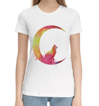 Женская Хлопковая футболка Moon Cat