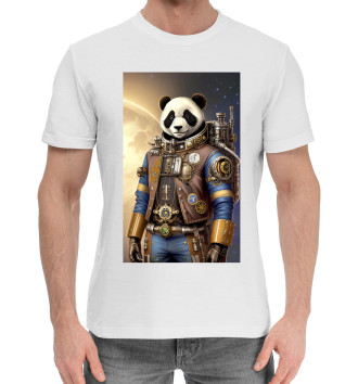 Мужская Хлопковая футболка Панда космонавт - стимпанк