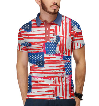 Мужское Поло Флаг США Американский стиль