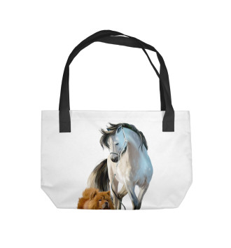 Пляжная сумка Чау-чау и белый конь