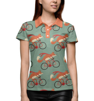 Женское Поло Лисички на велосипеде