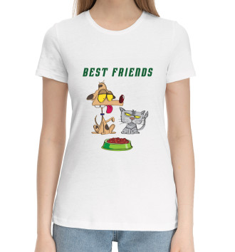 Женская Хлопковая футболка Best friends