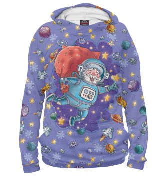 Худи для девочек Дед Мороз космонавт в открытом космосе