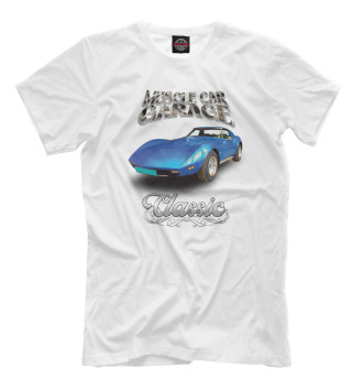 Футболка Синий масл-кар Corvette на белом