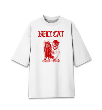 Женская Хлопковая футболка оверсайз Адский кот