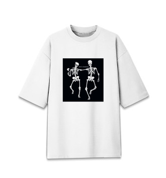 Мужская Хлопковая футболка оверсайз Любовь скелетов