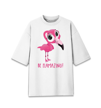 Хлопковая футболка оверсайз Фламинго