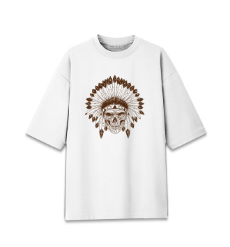 Женская Хлопковая футболка оверсайз Indian Skull 2
