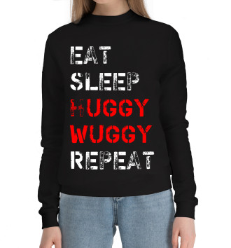 Женский Хлопковый свитшот Eat Sleep Huggy Wuggy Repeat