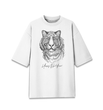Женская Хлопковая футболка оверсайз Happy Tiger Year!