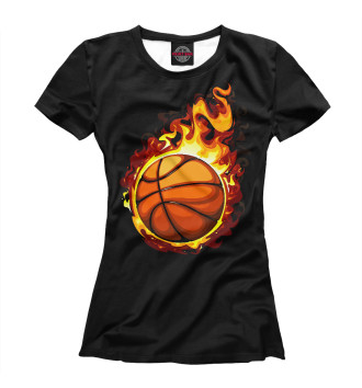 Женская Футболка Баскетбольный мяч в огне