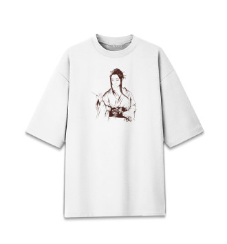 Женская Хлопковая футболка оверсайз Девушка-самурай