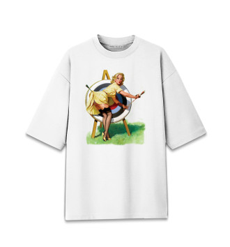 Мужская Хлопковая футболка оверсайз Пинап стрелочница