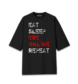 Хлопковая футболка оверсайз Eat Sleep EVE Online Repeat