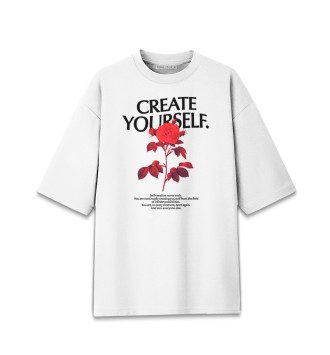 Мужская Хлопковая футболка оверсайз Create yourself. Red