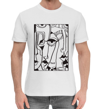 Мужская Хлопковая футболка Abstract faces