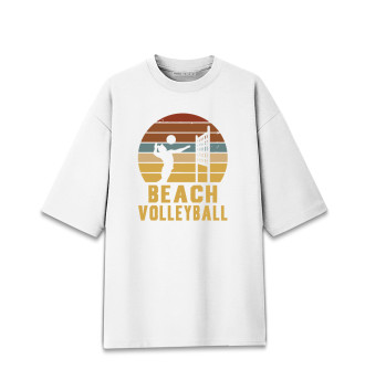 Мужская Хлопковая футболка оверсайз Пляжный волейбол