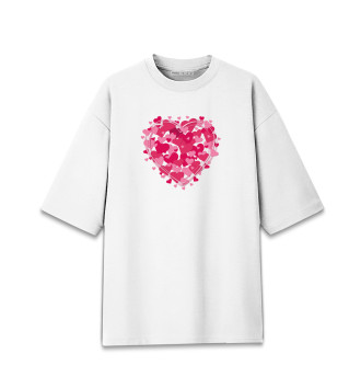 Женская Хлопковая футболка оверсайз Сердце в сердце