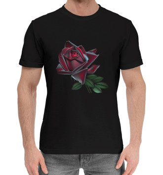 Мужская Хлопковая футболка Черная роза