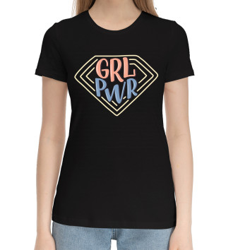 Женская Хлопковая футболка Girl pwr