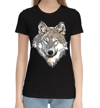 Женская Хлопковая футболка Волки
