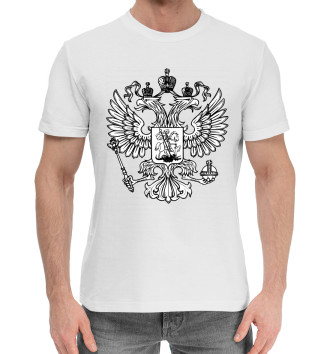 Мужская Хлопковая футболка Герб Российской Федерации (одноцветный)