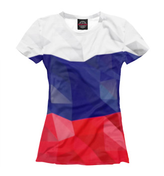 Футболка для девочек Флаг России полигоны