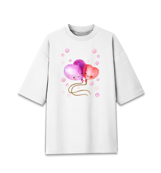 Женская Хлопковая футболка оверсайз Воздушный шарики