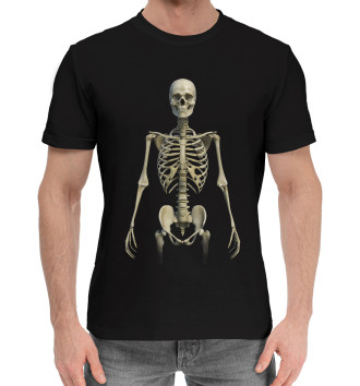 Мужская Хлопковая футболка Стоящий скелет