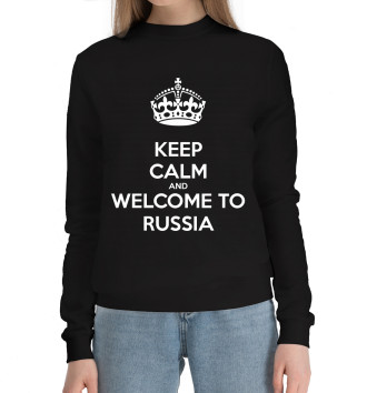 Женский Хлопковый свитшот Welcome to Russia