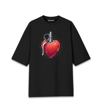 Женская Хлопковая футболка оверсайз Осколочное сердце