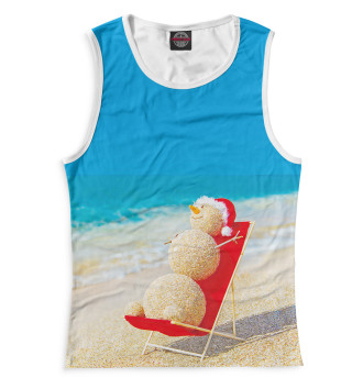 Майка для девочек Снеговик на пляже