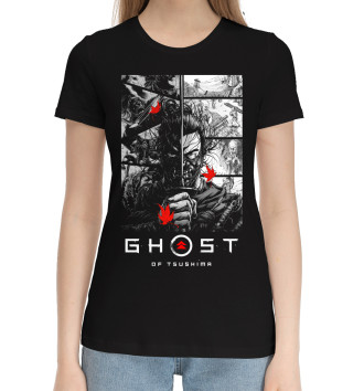 Женская Хлопковая футболка Ghost of Tsushima