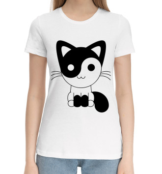 Женская Хлопковая футболка Yin Yang Meow