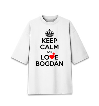 Женская Хлопковая футболка оверсайз Сохраняй спокойствие и люби Богдана