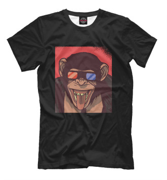 Мужская Футболка Шимпанзе в 3D очках