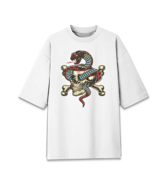 Женская Хлопковая футболка оверсайз Череп змей