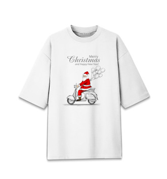 Мужская Хлопковая футболка оверсайз Merry Christmas