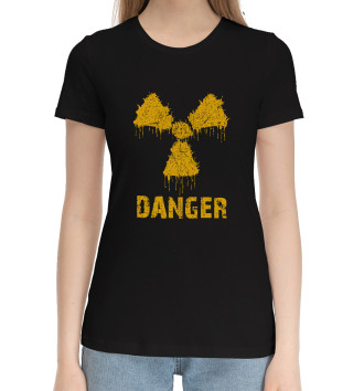 Женская Хлопковая футболка Радиация опасность