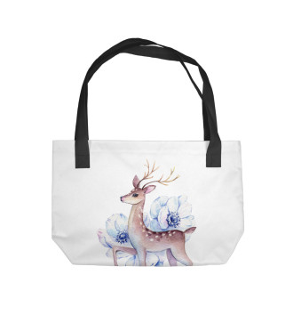 Пляжная сумка Deer and flowers