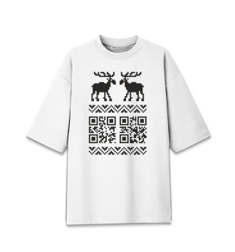 Мужская Хлопковая футболка оверсайз QR-Deer