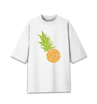 Мужская Хлопковая футболка оверсайз Волейбольный ананас